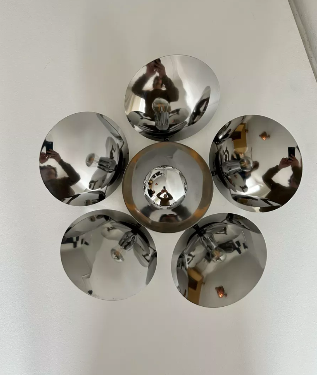 Vintage wall lamp in chromed metal France 1970