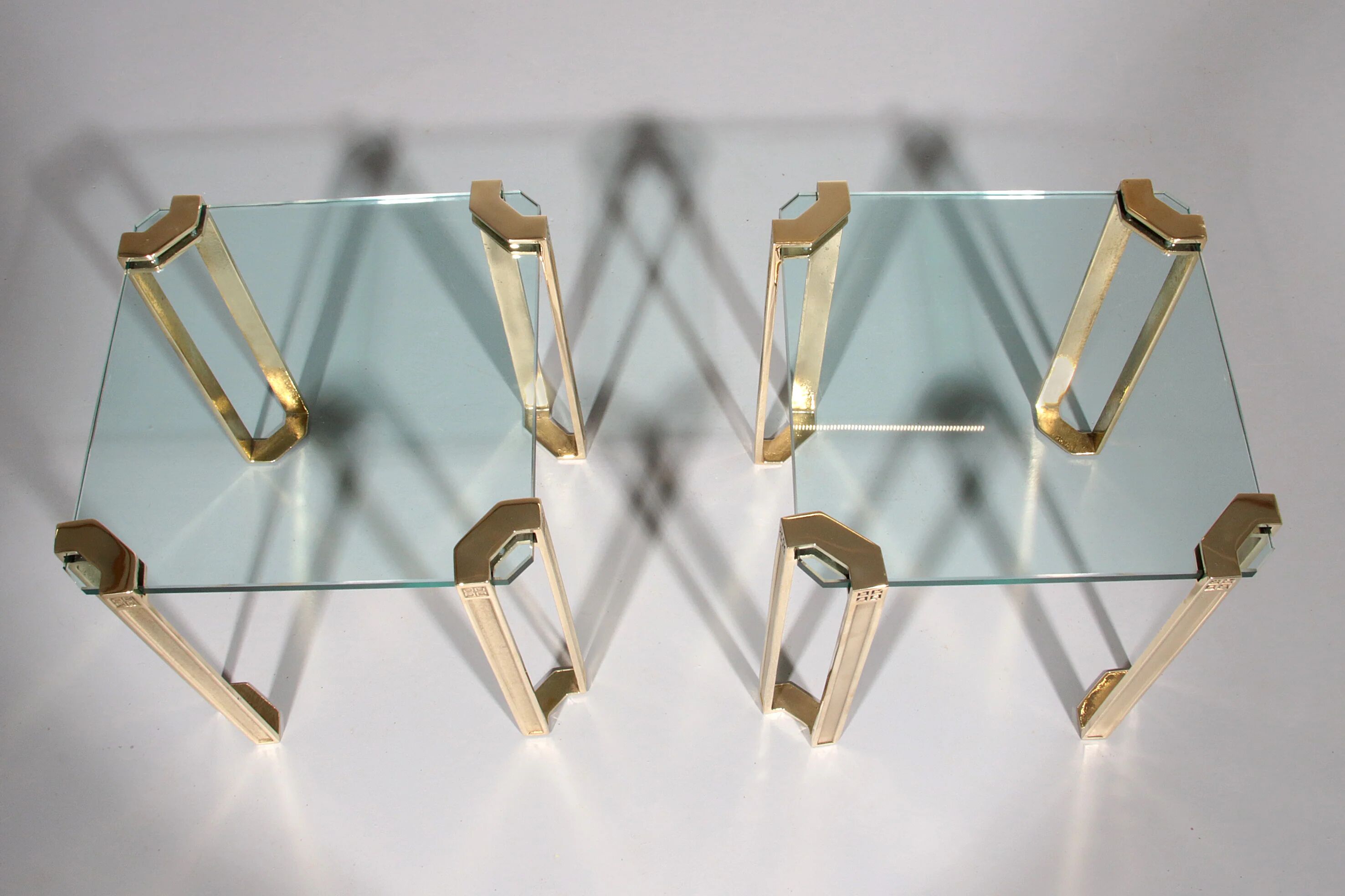 Peter Ghyczy high-gloss brass T24 side tables, 1970s (40x40x45)