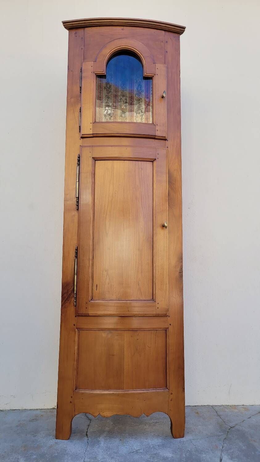 Corner glazed corner cabinet in old cherry wood 1900s