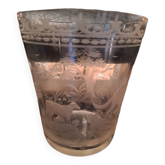 Grand verre en cristal gravé 1900 St Louis Baccarat h 17 cm