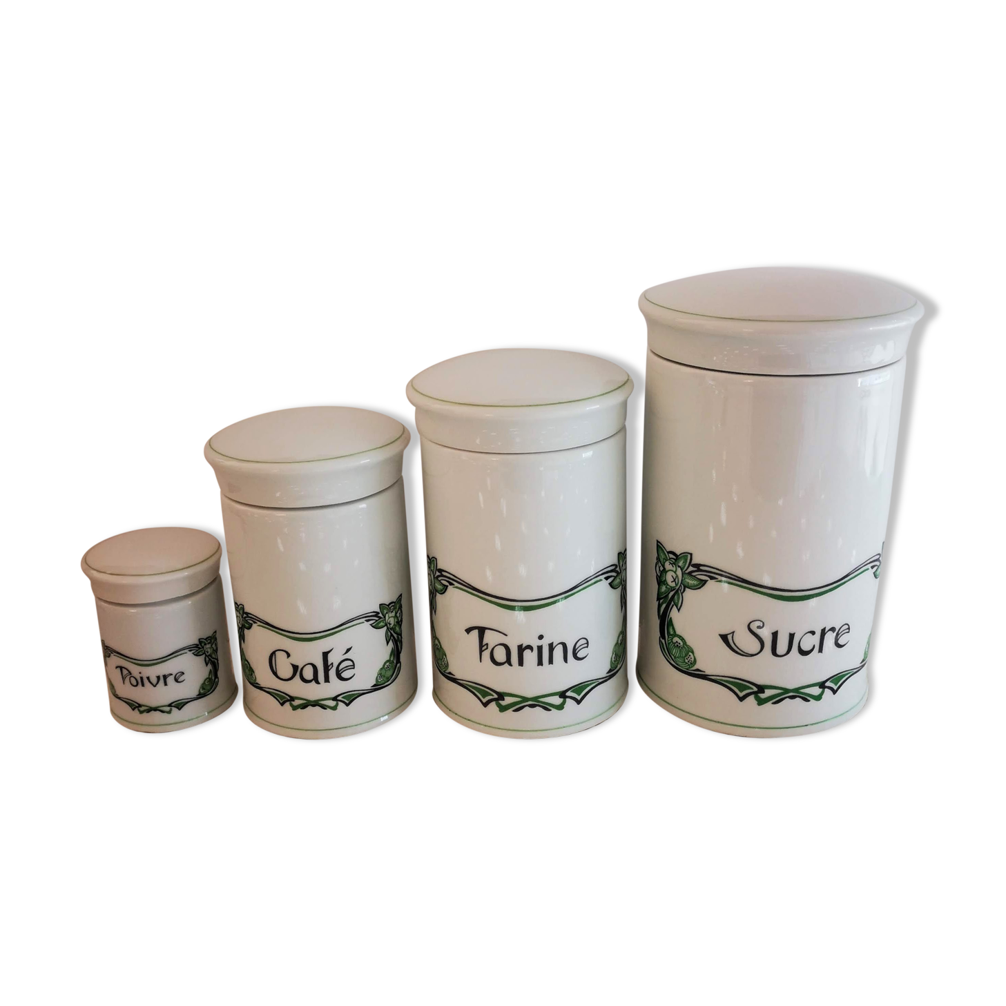 4 Louroux porcelain kitchen pots