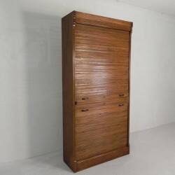 Boîte à rideaux roulants de 229 cm de haut avec deux rideaux l'un au-dessus de l'autre, années 1930