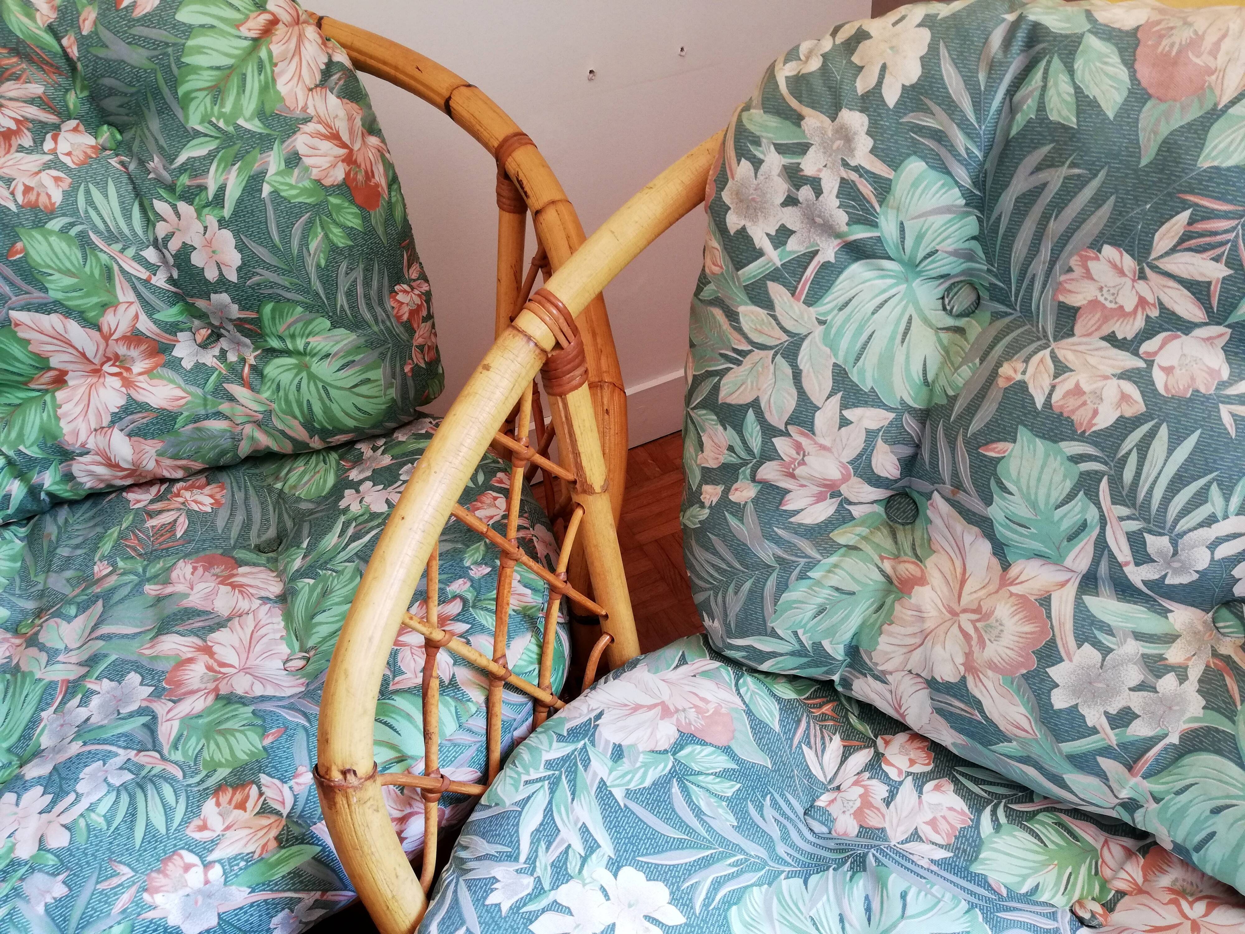 Rattan bench and chair