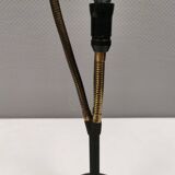 Ancienne lampe de table en fonte avec coude en laiton et 3 sources lumineuses