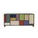 Mid-Century Modern Style Wood Colored Glass and Brass Italian Sideboard