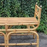 Rattan and brass bench