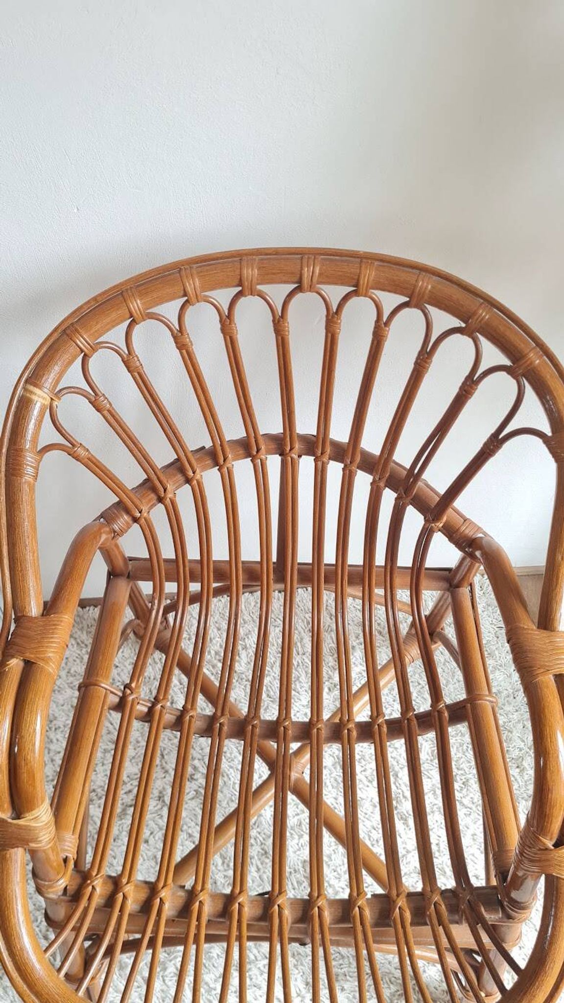 Paire de fauteuils en rotin vintage circa années 70