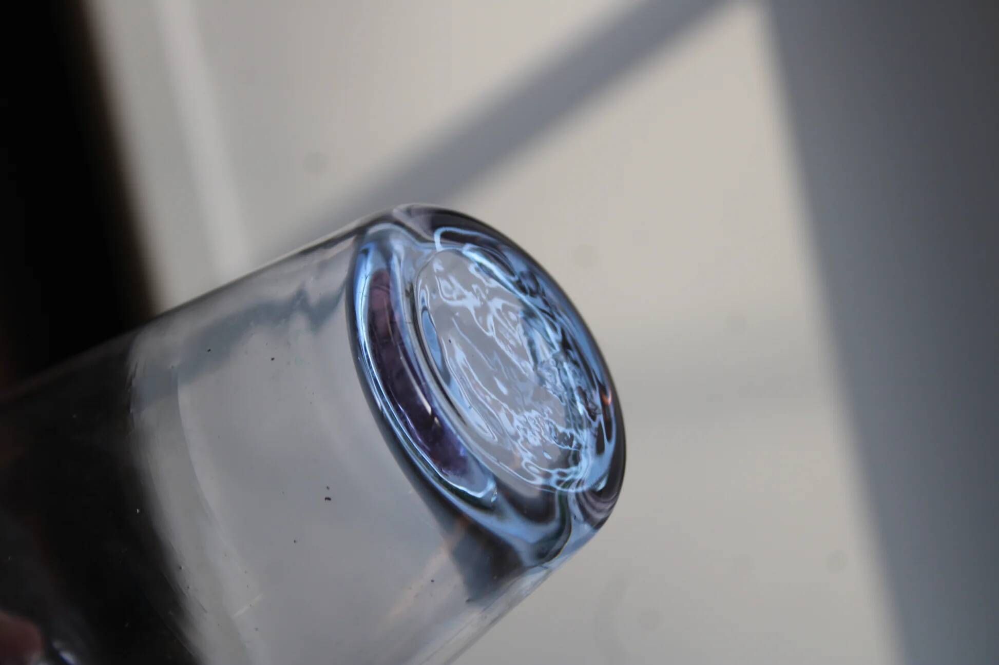 Vintage glass bottle in purple and transparent – Ball stopper – 21 cm