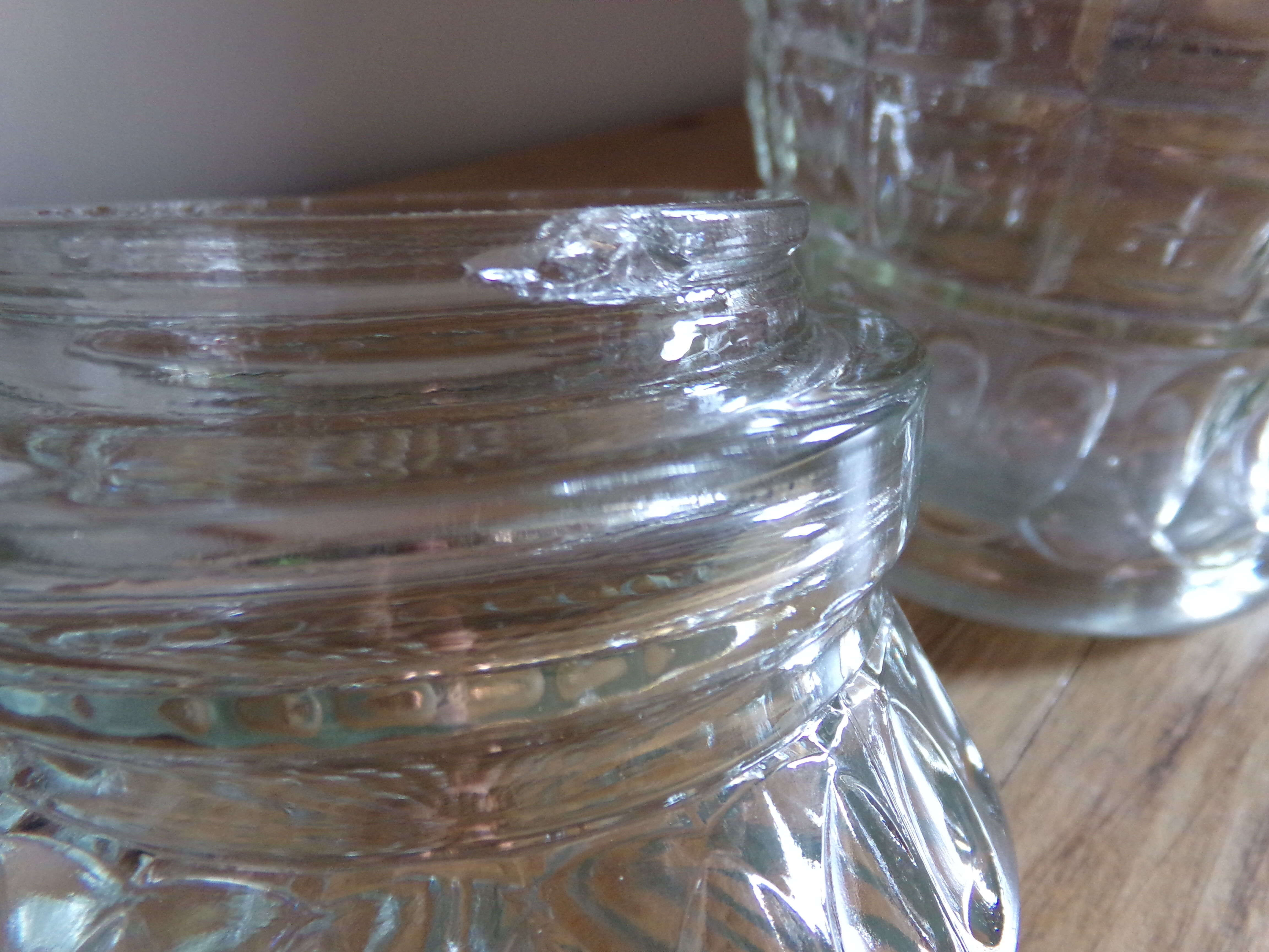 Jar of chiseled glass apothecary
