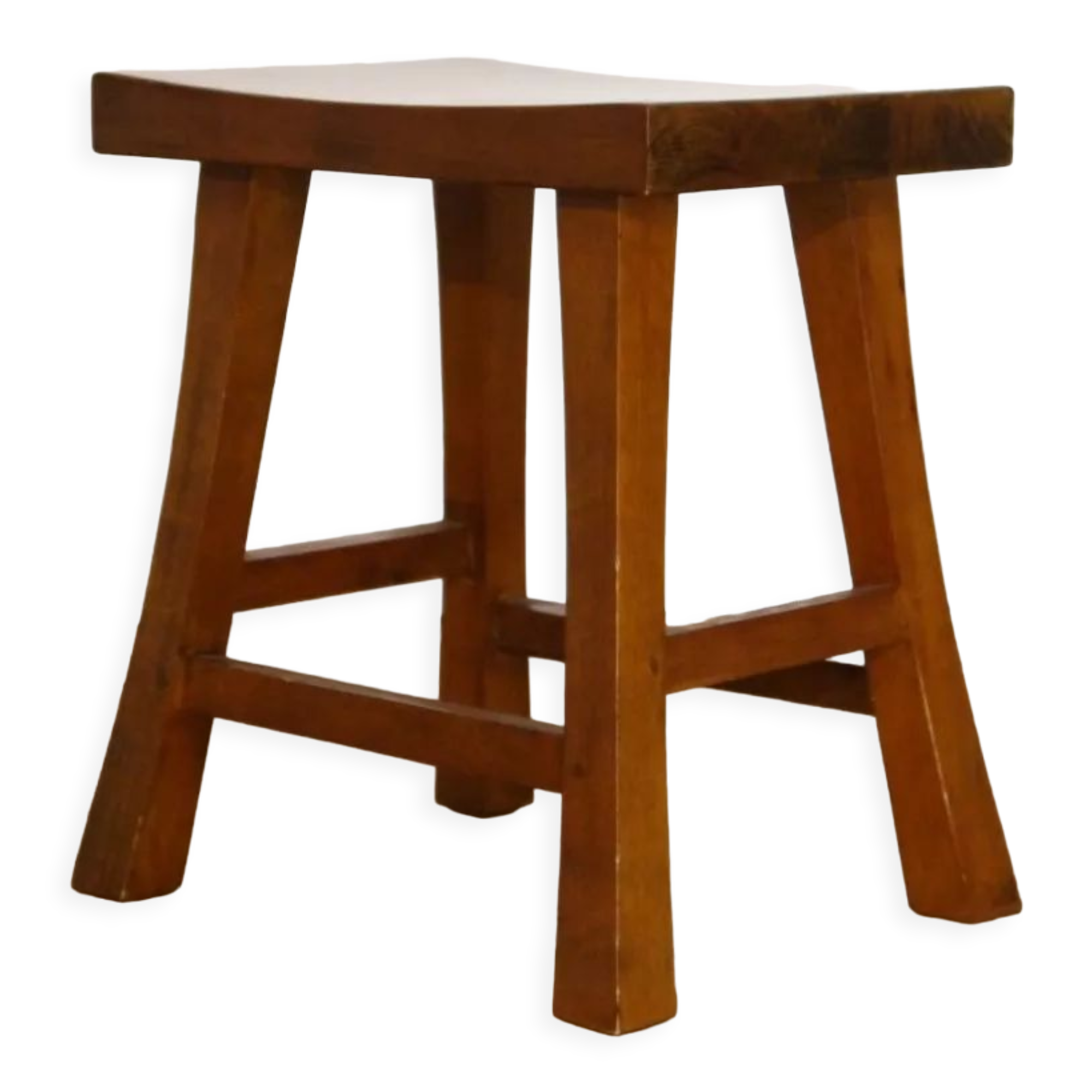 Tabouret brutaliste en acajou 1960