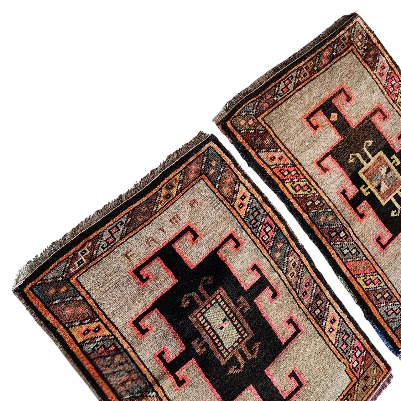 Set of 2 vintage handmade Turkish rugs 57x78 cm