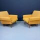 Pair of retro armchairs mid-century upholstered lounge chairs, Central European, mid-20th century