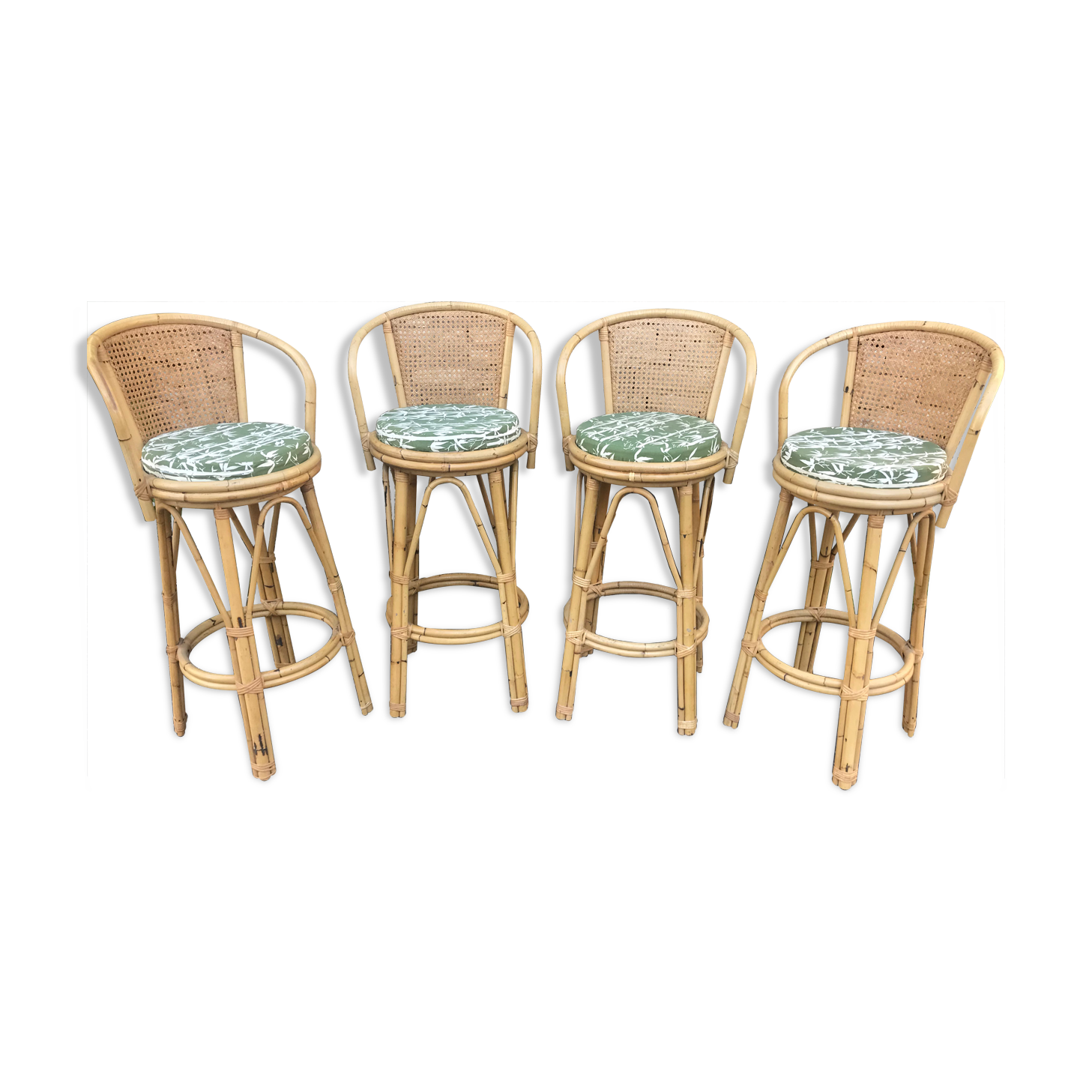 Bamboo bar stools and cannage