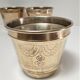 Three pot covers brass silver cover golden patina monogram early twentieth century