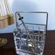 Very graphic ice bucket in cut glass and chrome handle