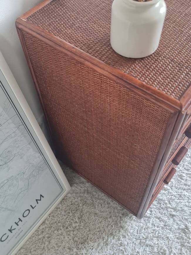 Vintage rattan chest of drawers circa 1960s