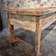 Vintage French pine work table, 1930s industrial kitchen island with drawer and casters