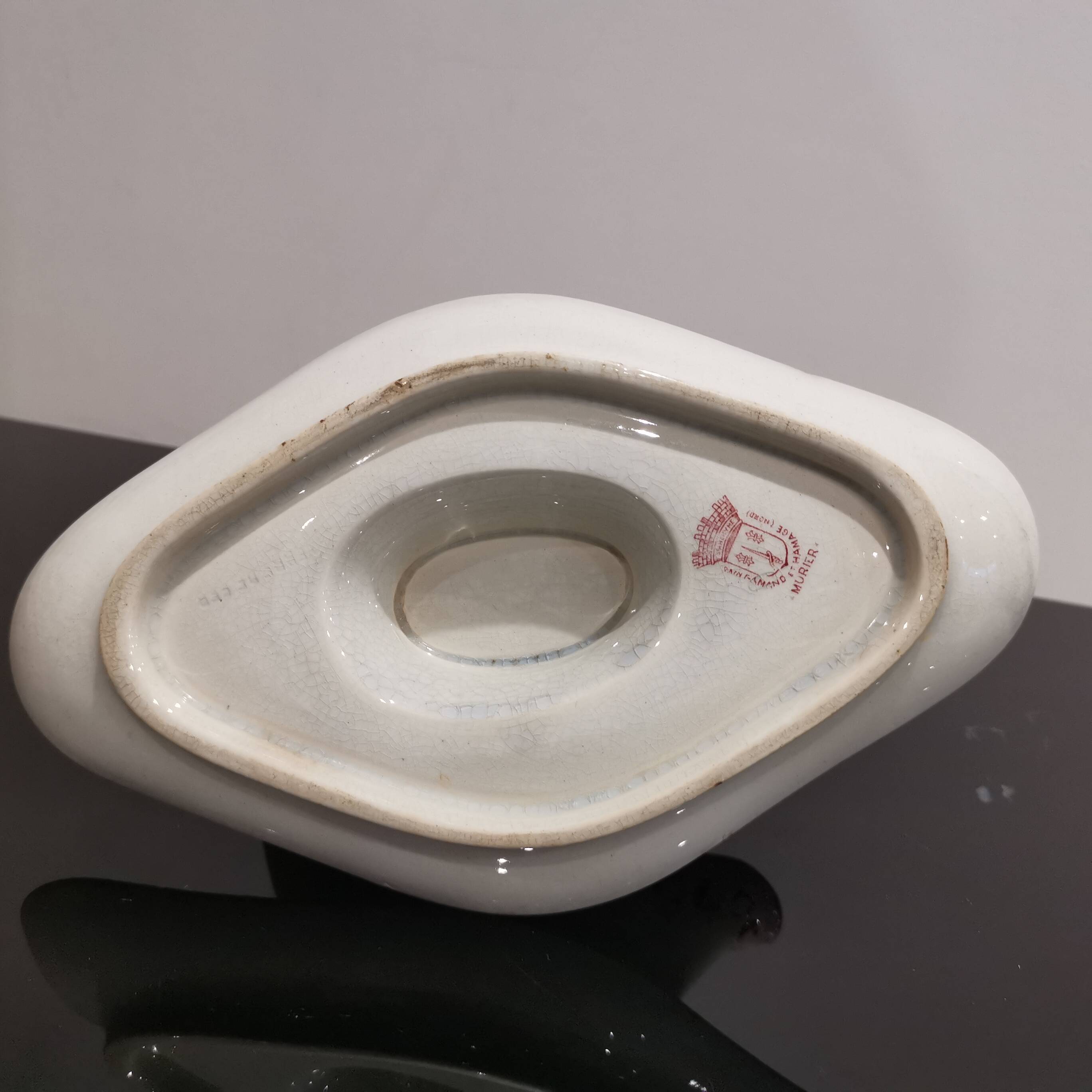 Iron earth gravy boat Moulin des Loups and Hamage Nord, red mulberry