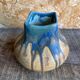 Ancient Vase GILBERT METENIER Beige Stoneware Blue Glazes Vallauris Vintage