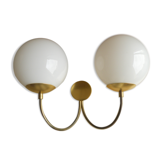 Large light wall light Vintage double balloon globes in opaline