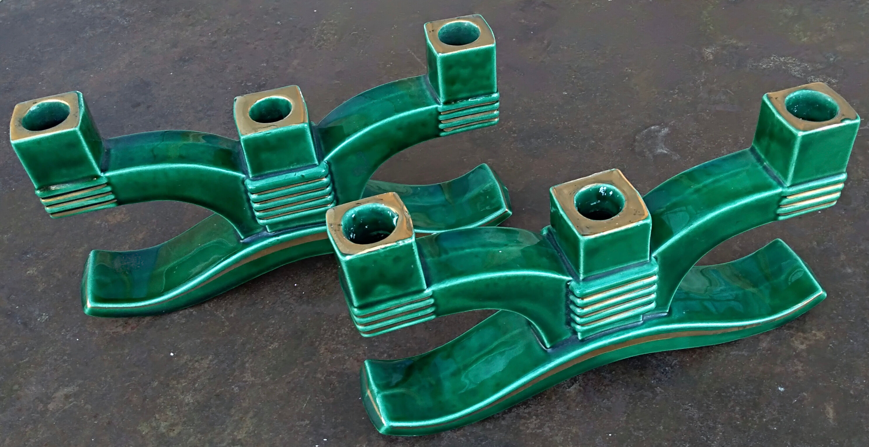 Pair of ceramic candle holders 50s