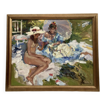 Oil painting on canvas signed, dimensions: height - 69 cm, width - 82 cm.