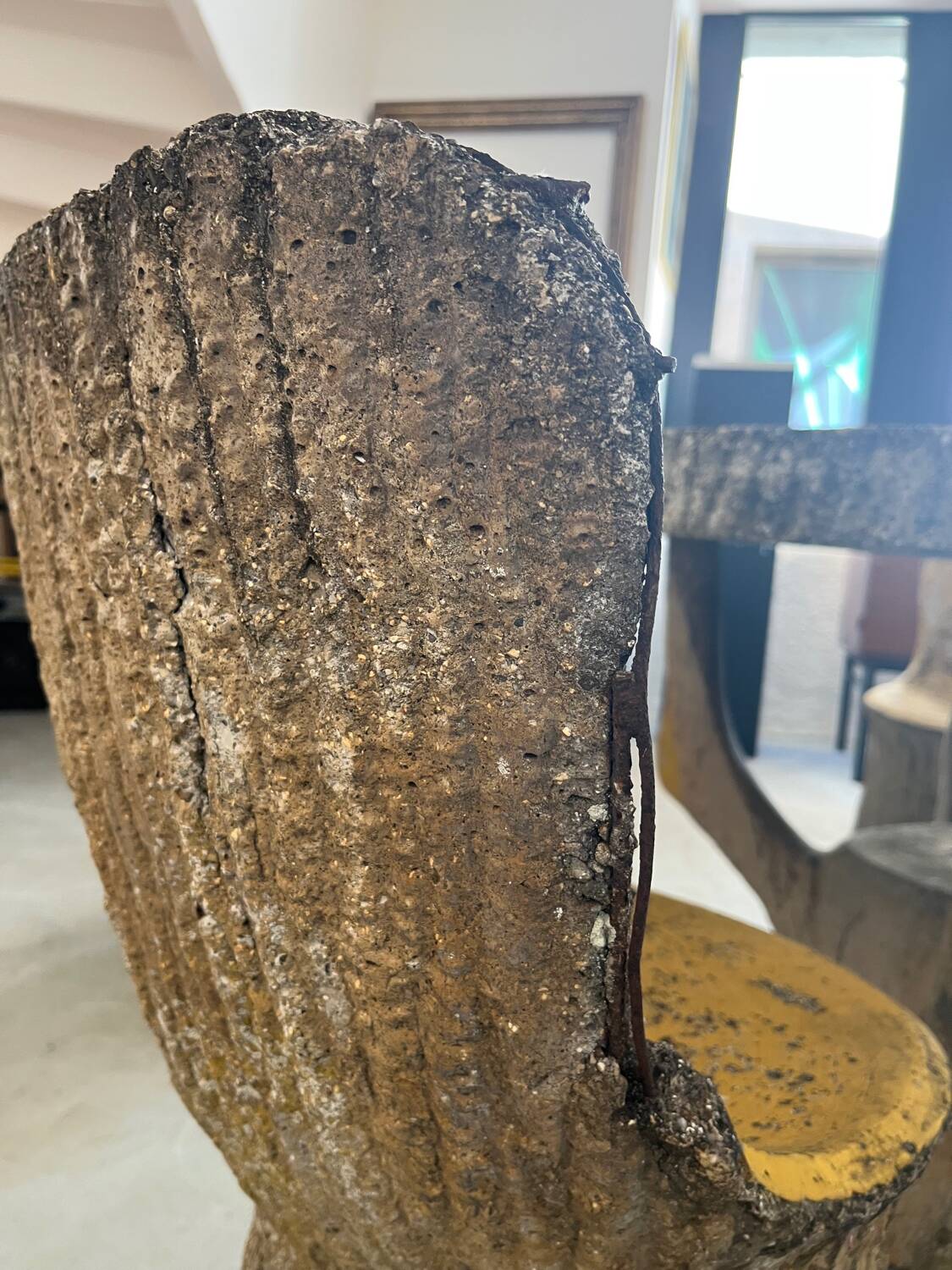 Garden furniture in concrete imitation faux wood