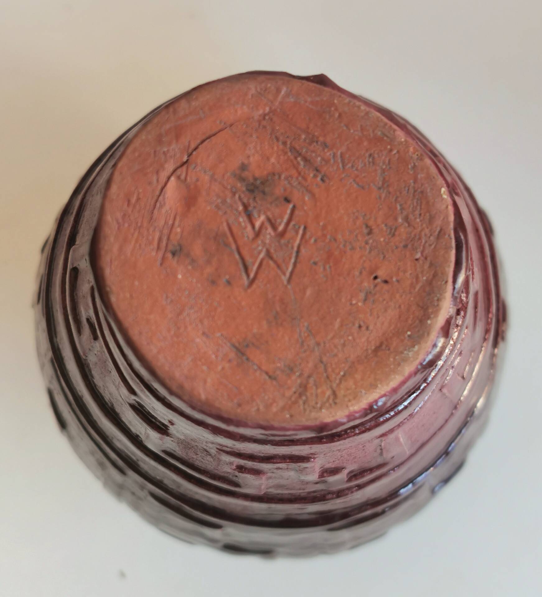 Glazed terracotta vase Art Deco signed WW