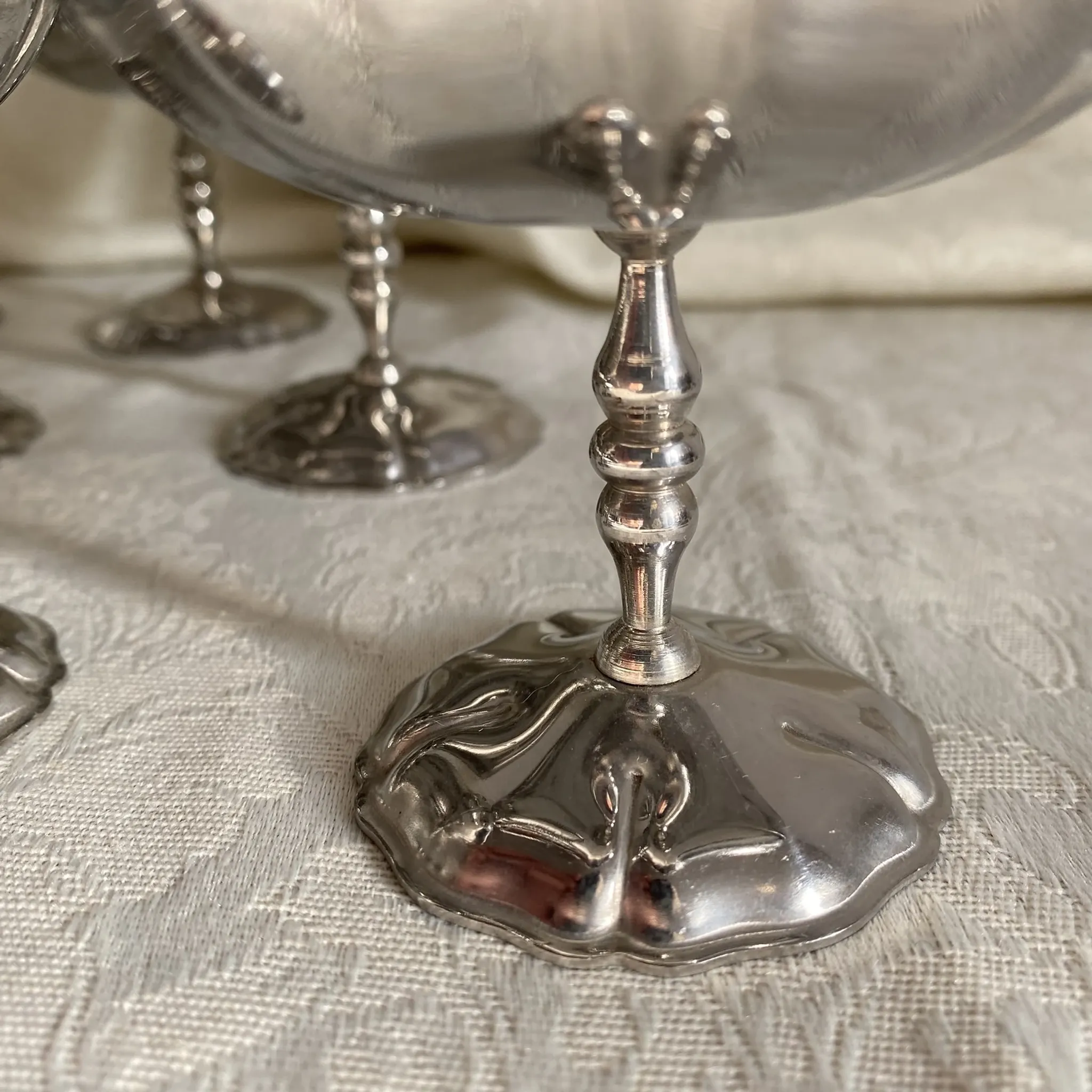 Vintage stainless steel footed bowls