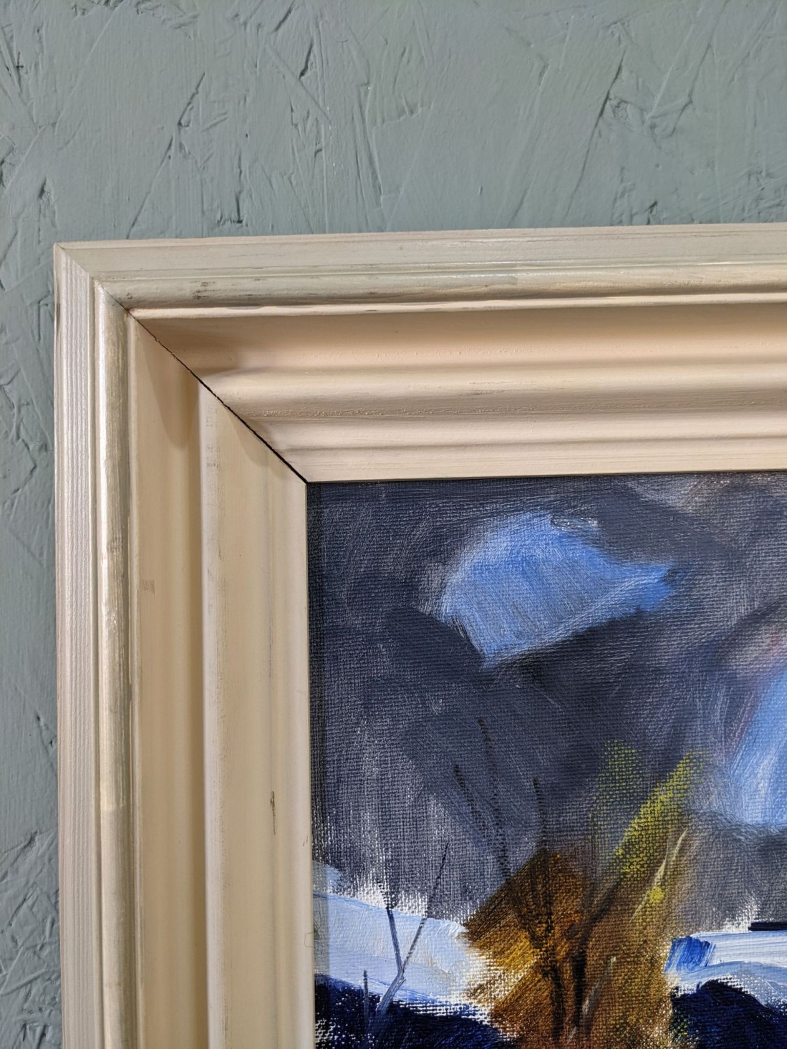 Mid-century modern swedish vintage landscape oil painting