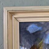 Mid-century modern swedish vintage landscape oil painting