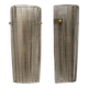 Pair of Murano Glass Wall Sconces Smoke Glass and Brass, Italy