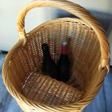 Asymmetrical woven rattan basket