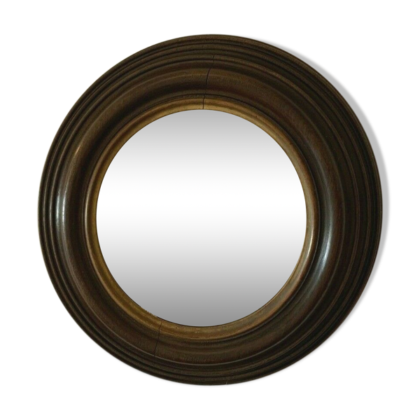 Miroir rond a encadrement en bois XX siècle