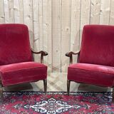 Pair of beech bridge armchairs from the 1950s