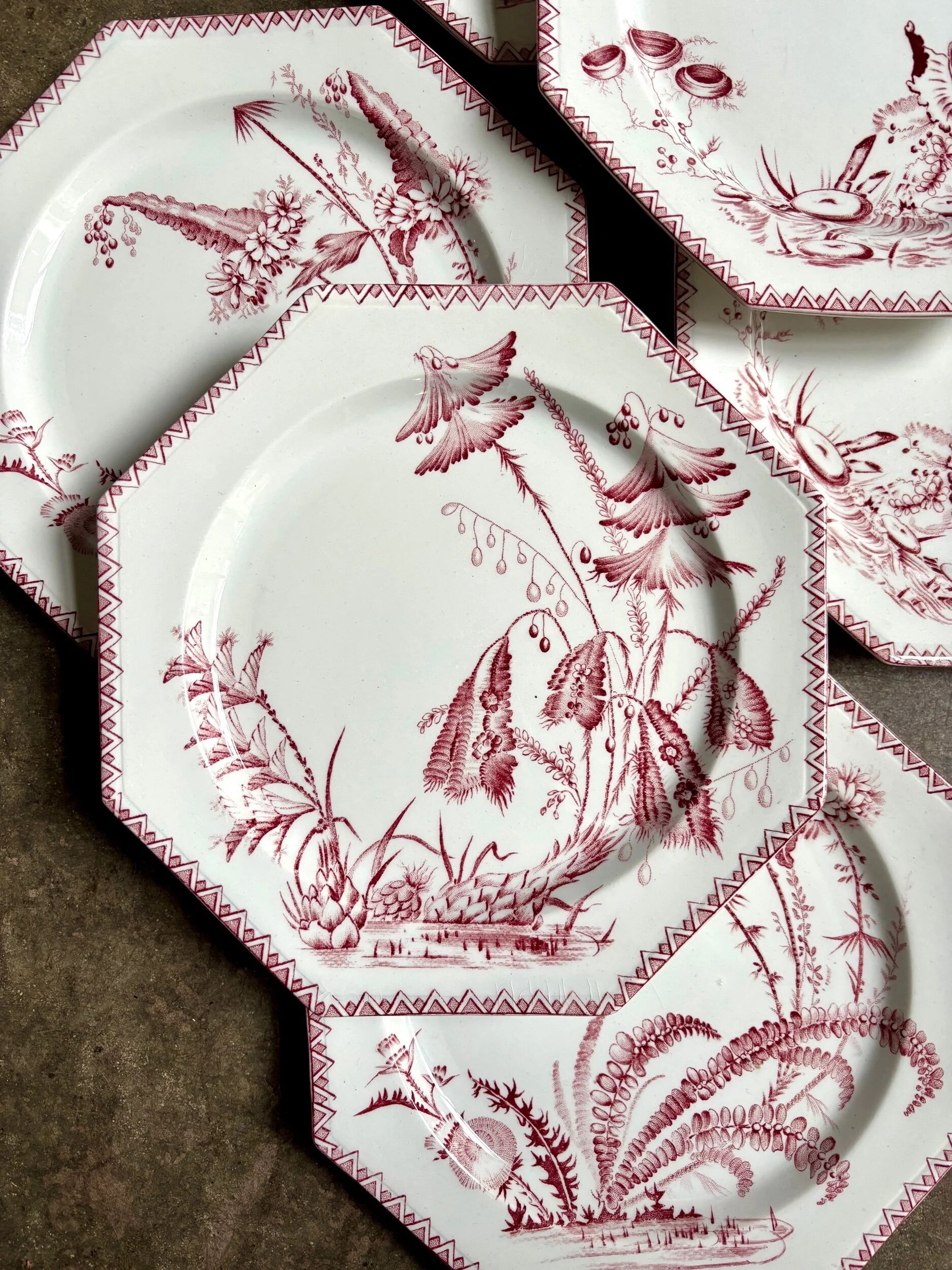 6 dessert plates in ironstone Clairefontaine, "Indiana" service.
