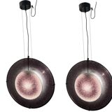 Set of 2 Vintage Mila Schön Murano Glass Pendant Lights, Italy, 1980s