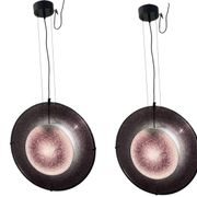 Set of 2 Vintage Mila Schön Murano Glass Pendant Lights, Italy, 1980s