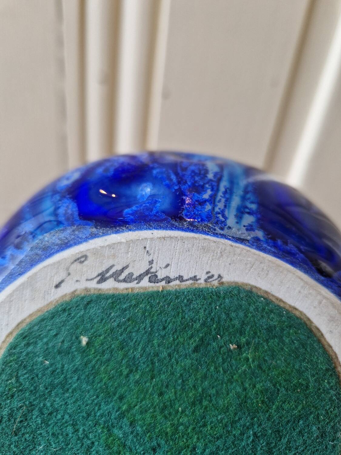 jug or carafe signed Gilbert Méténier enamelled stoneware