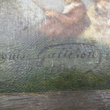 Oil on canvas signed Louis Galichon Riverside Landscape