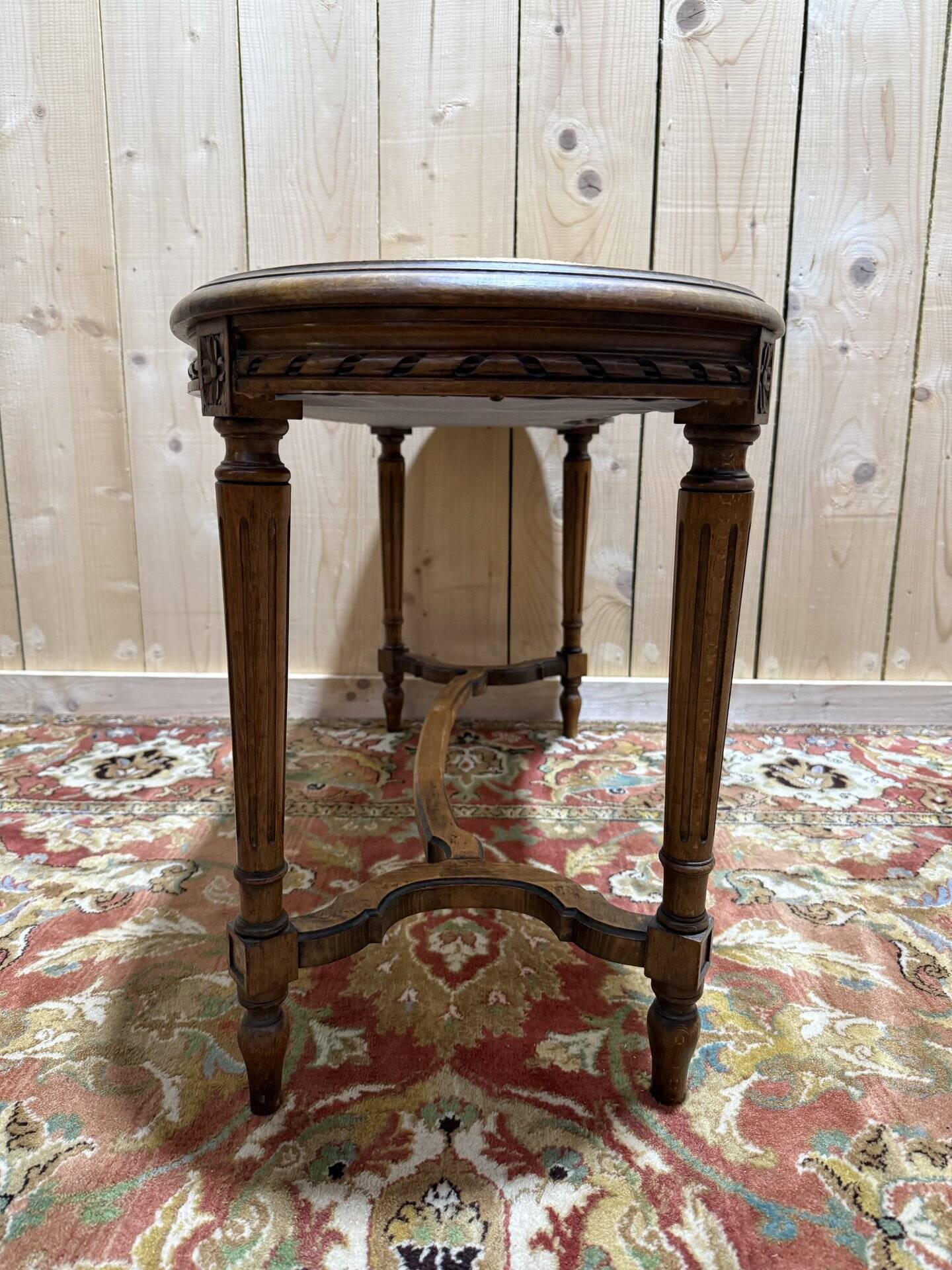 Louis XV style curved upholstered piano bench