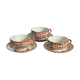 Tasses et sous tasses japonaises anciennes porcelaine fine