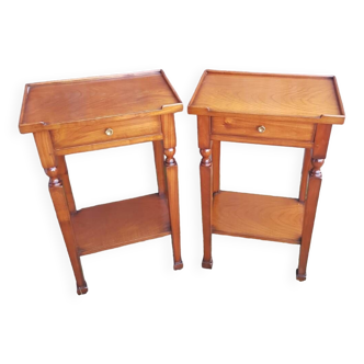 Pair of bedside nightstands with vintage wooden drawer