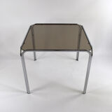 Dining Table with chrome frame and smoked glass top 1970s