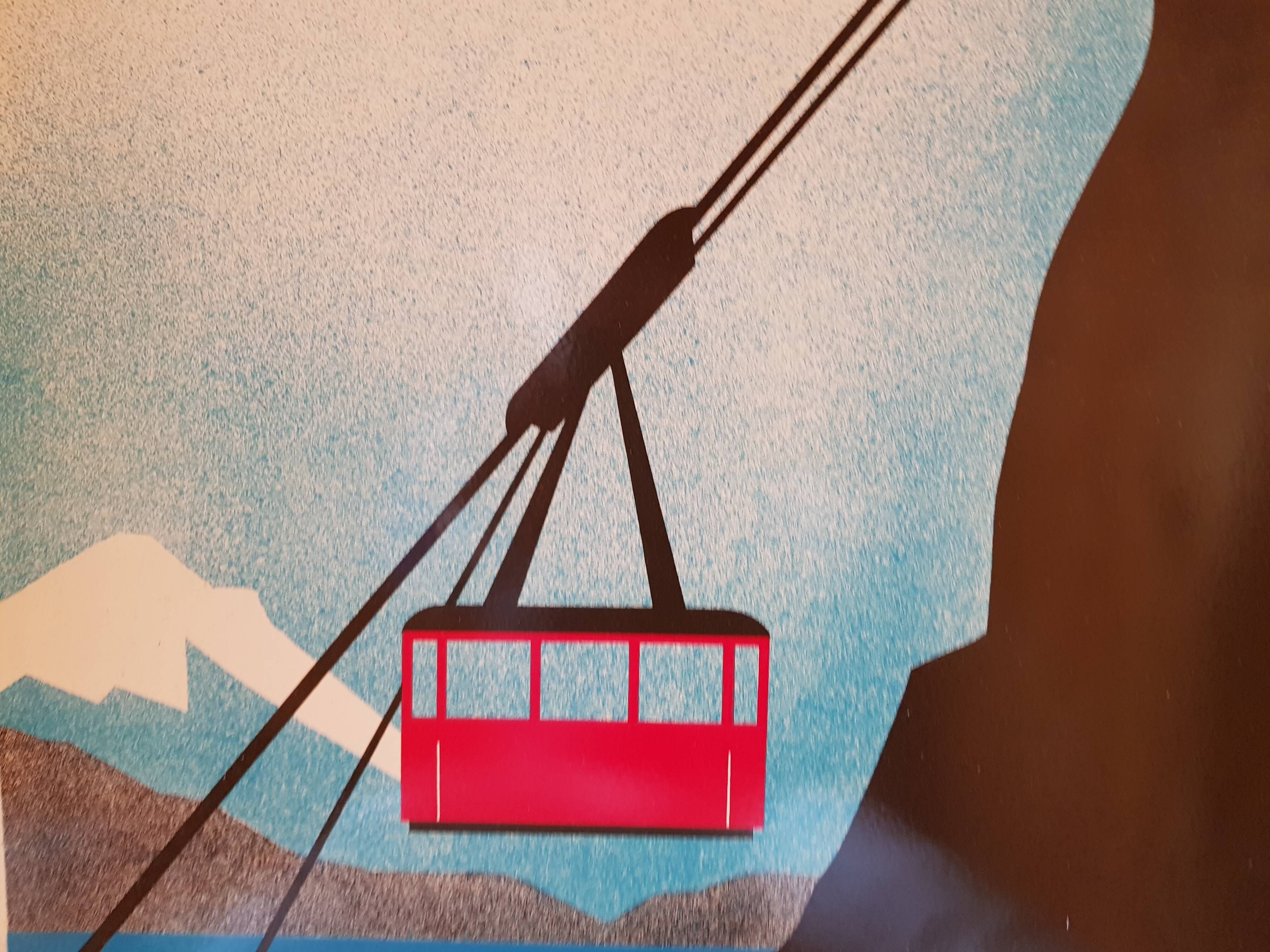 Poster Plaque Tole Painted Advertising "The Veyrier Cable Car of Lake D' Annecy"