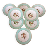 8 soup plates Fenal Badonviller "Birds" vintage 1950s