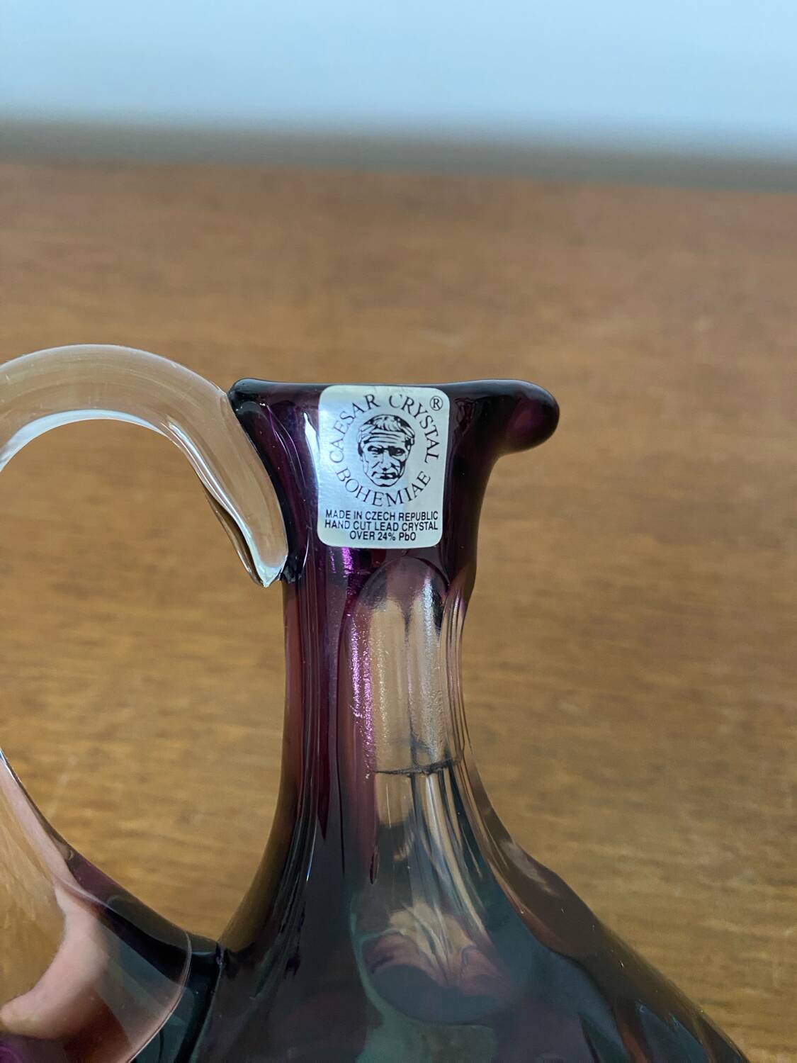 Vintage Czech Purple Crystal CAESAR Crystal Bohemiae Bottle Jug