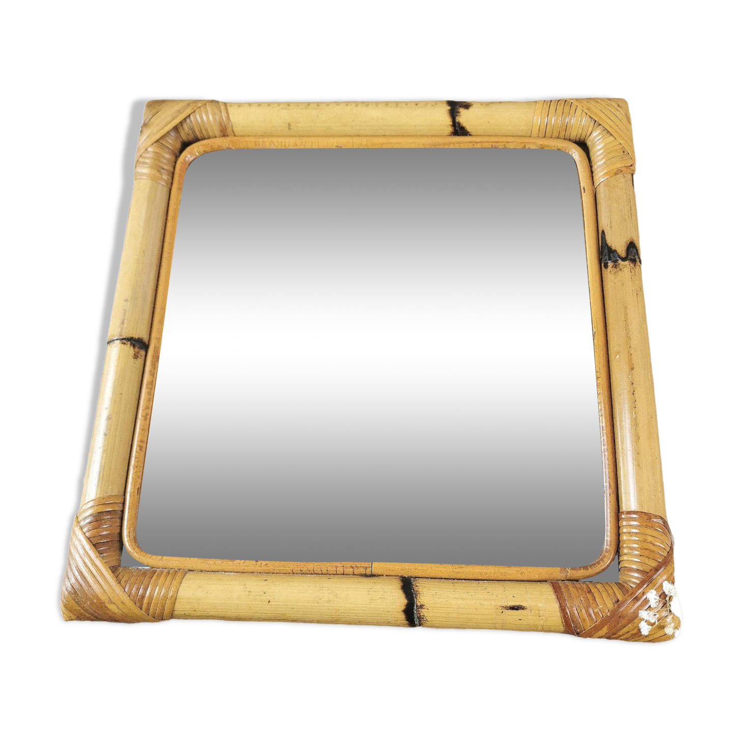 Miroir en bambou et rotin