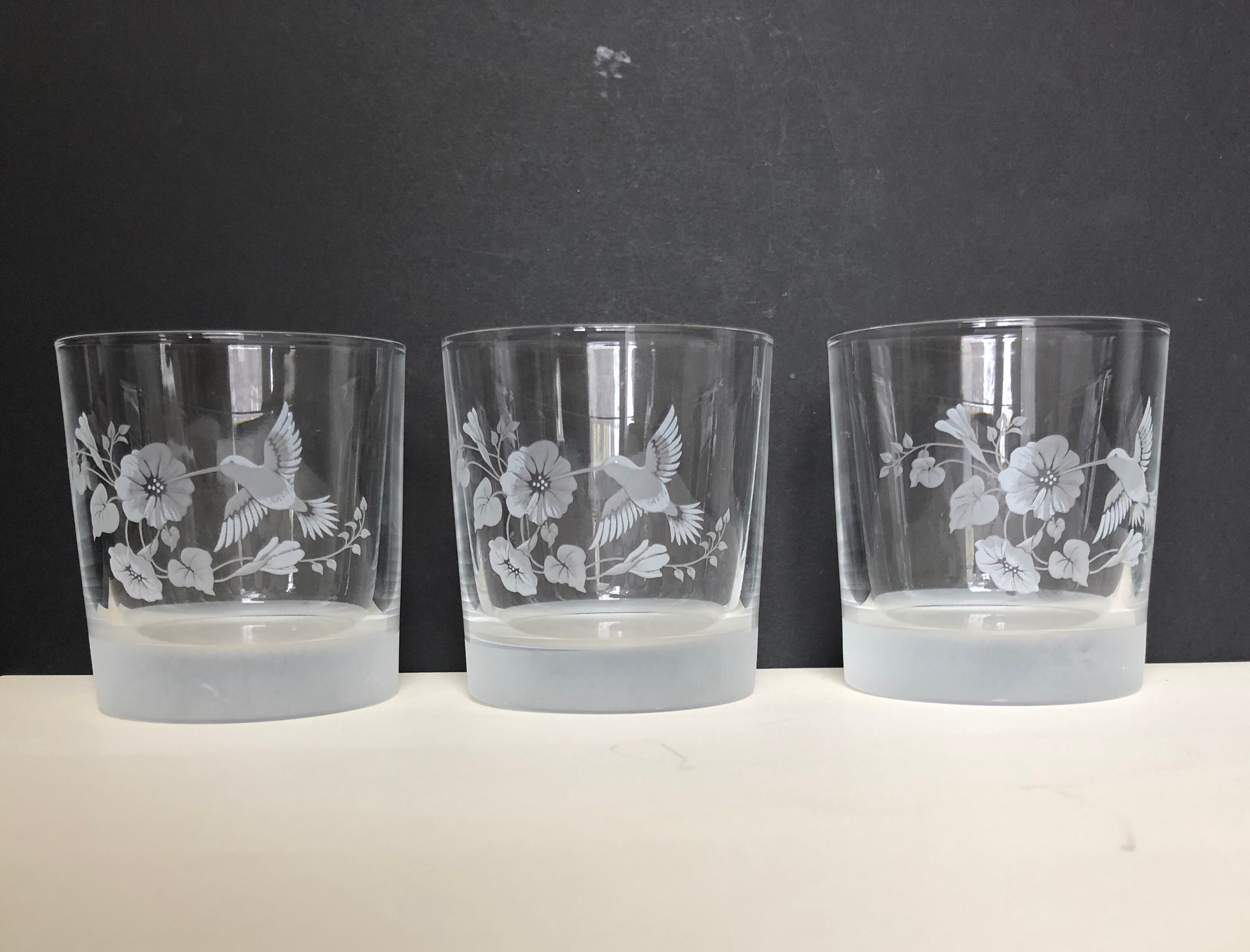 Set of three crystal whiskey glasses