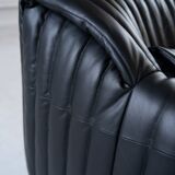 Cinna Ligne Roset Black Leather Armchair attributed to Annie Hieronimus, 1970s